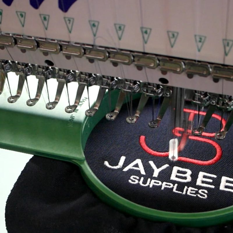 jaybee-logo-on-embroidery-machine